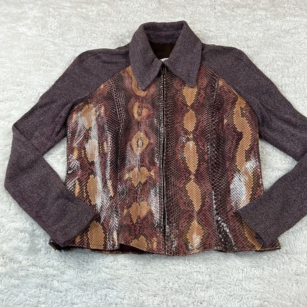 Fe Zandi Beverly Hills Snakeskin python zip up jacket, size 6
